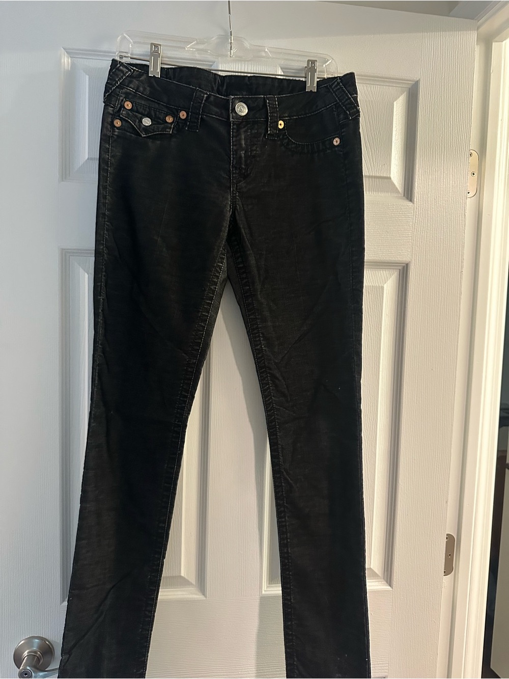 True Religion Black Skinny Jeans with Signature Pocket Studs